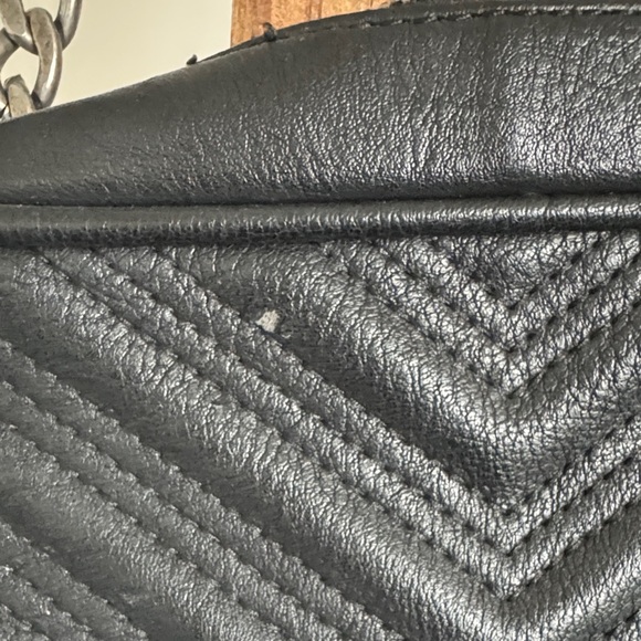 BCBG Black Chevron Shoulder Bag with Silver Chain - Picture 3 of 4